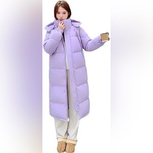 NWOT Amazon Essentials Long Purple Winter Down Puffer Coats Jacket Extra Large